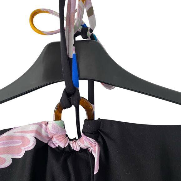 Trina Turk Seychelles Halter Maxi Dress size small Black Floral small medium - Picture 4 of 8